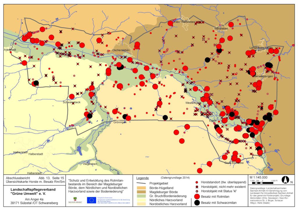 Übersichtskarte Horste mit Besatz 2014