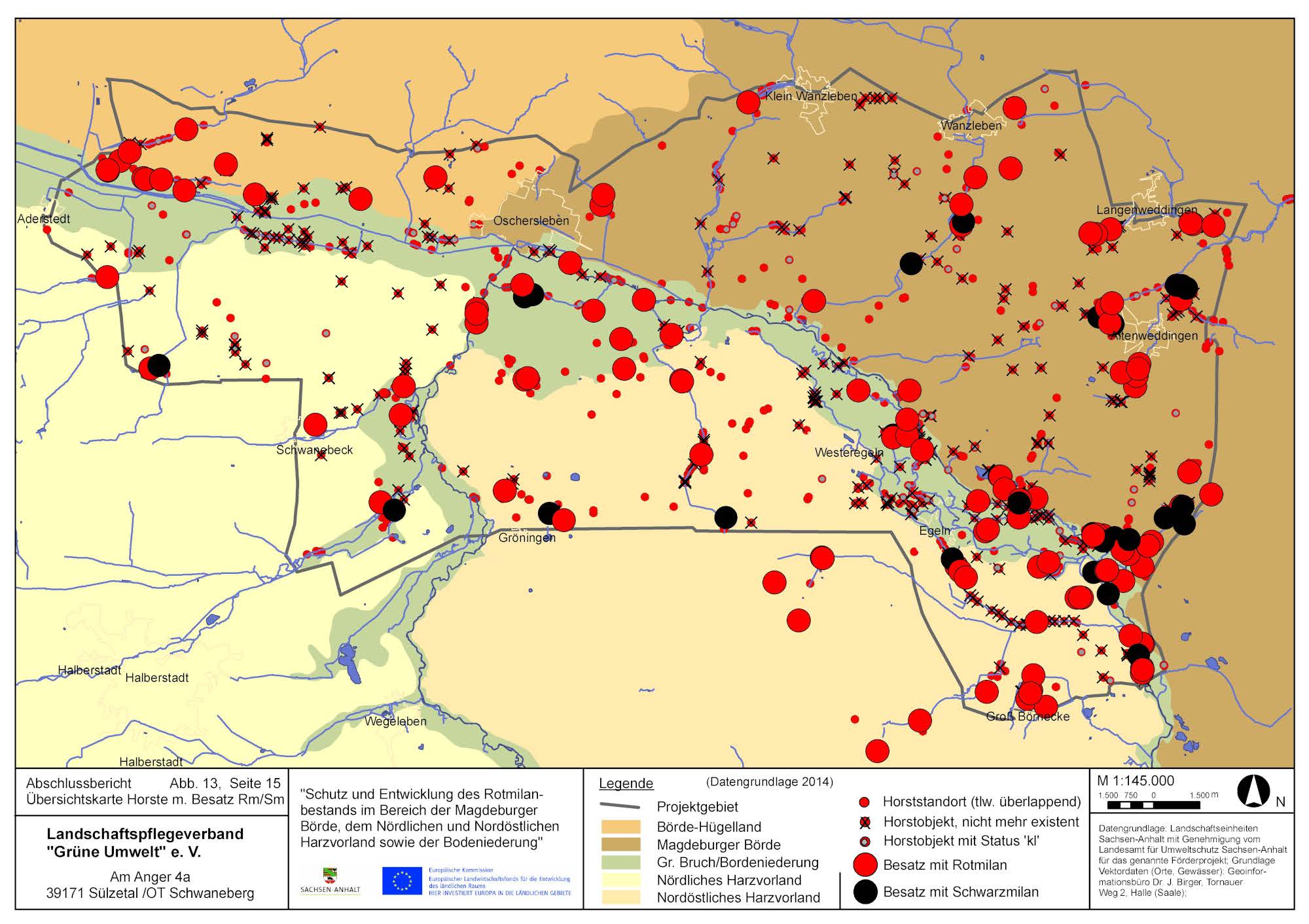 Übersichtskarte Horste mit Besatz 2014